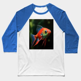 Stunning Hyperrealistic Oil Painting of Cardinal Tetras in Enchanting Aquarium Baseball T-Shirt